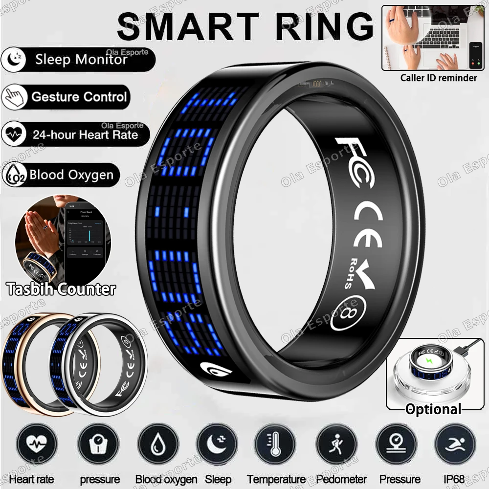 

New 2026 Call ID Reminder Smart Ring Heart Rate Blood Pressure Monitor Men Women Smartring Waterproof Health Multi Sports Rings