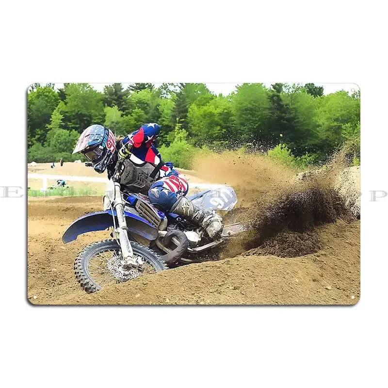 Hitting A Berm With Authority On A Motocross Bike Metal Plaque Poster PaintingKitchen Custom Vintage Wall Mural Tin Sign Poster