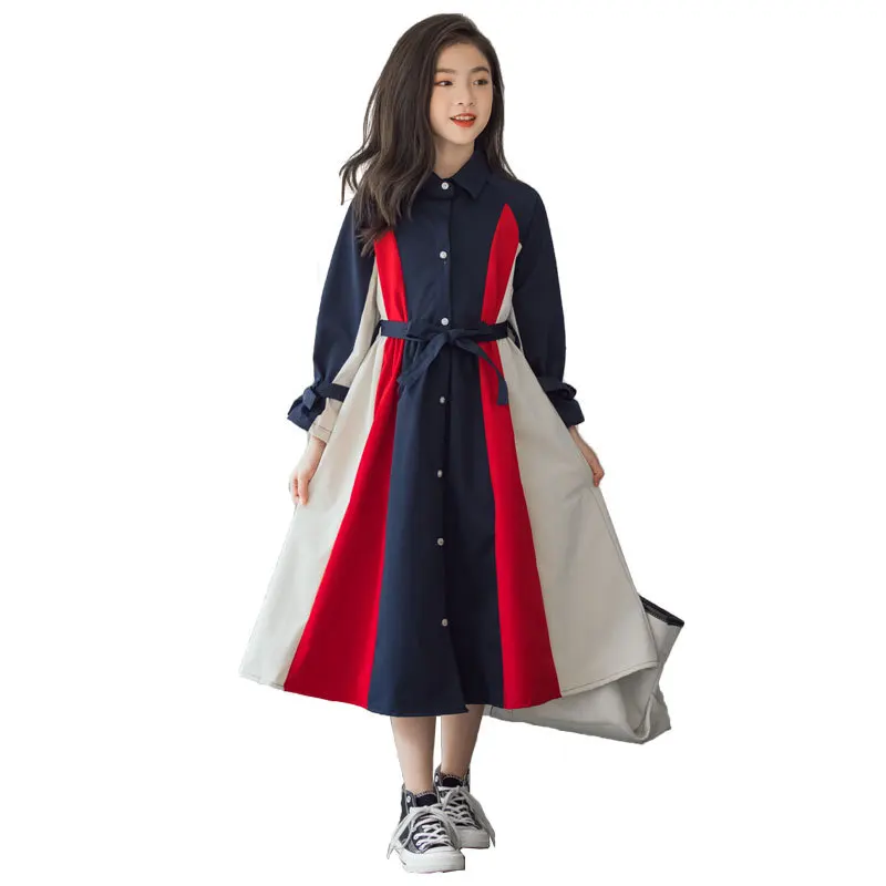 

Spring Autumn New Children Clothing Elegant Mother and Daughter Long Dress Girls Patchwork Fashion A- Line Dress