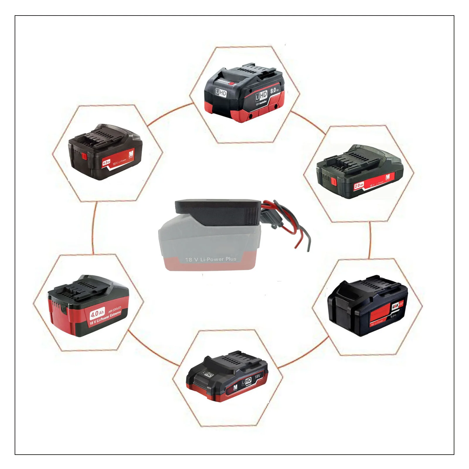 Imagem -05 - Adaptador de Bateria para Metabo 18v Li-ion Base de Bateria Adaptador de Saída de Conexão de Tomada Faça Você Mesmo com Suporte de Fusível