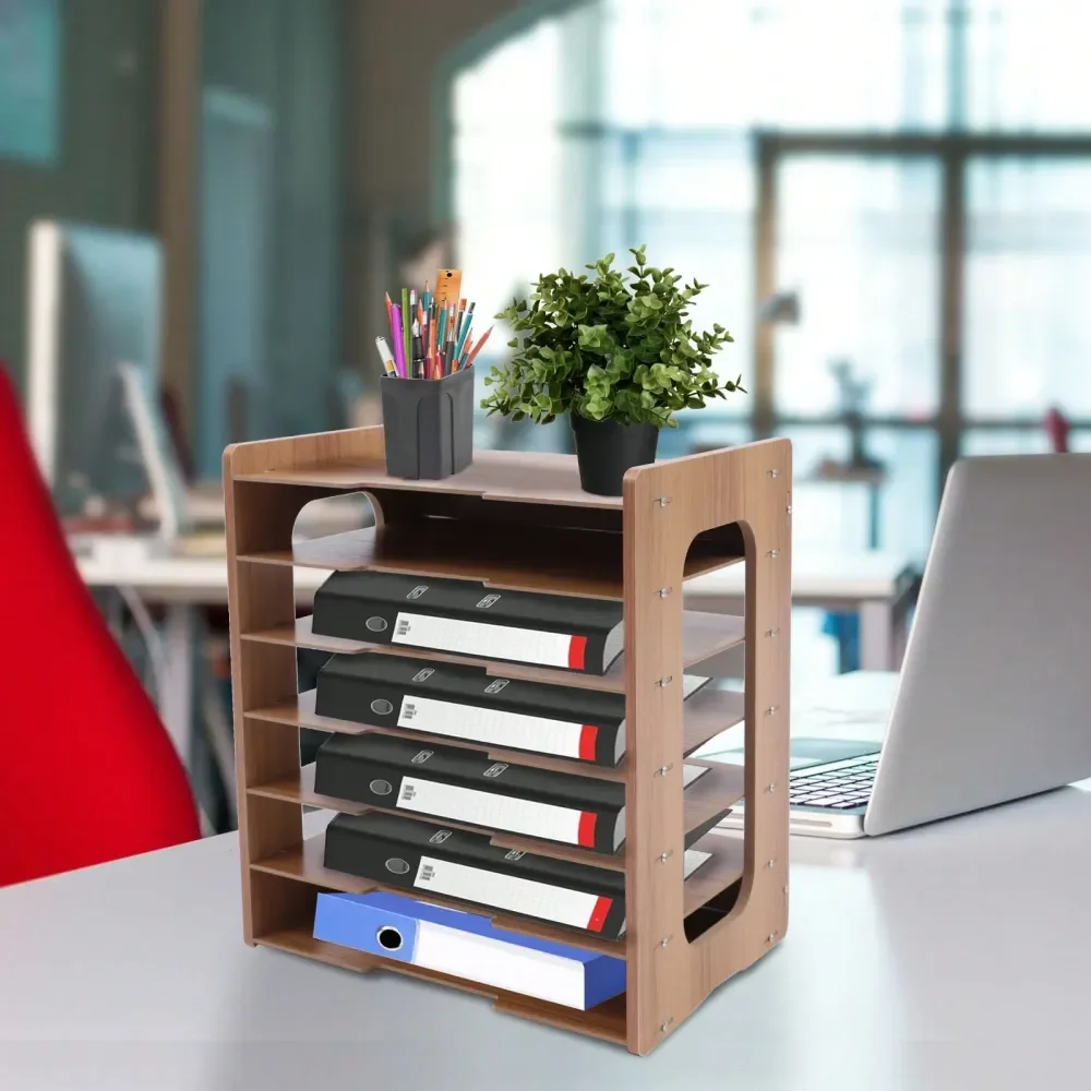 

Set Of Freestanding Wood 7Tier Widen Office Paper Organizer For Desk A4 Document Book File Holder Desktop Letter Tray Sorter Fo