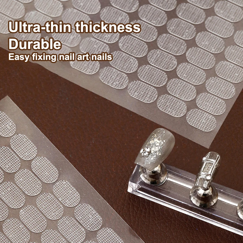200 uds/2 hojas de cinta adhesiva de doble cara para uñas postizas, soporte de exhibición, herramientas, tira adhesiva para manicura, exhibición de uñas sin rastro