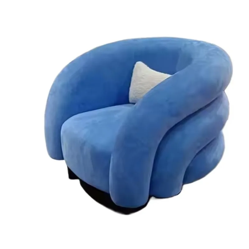 

modern minimalist style design velvet fabric curved cream comfortable armchair single sofa chair