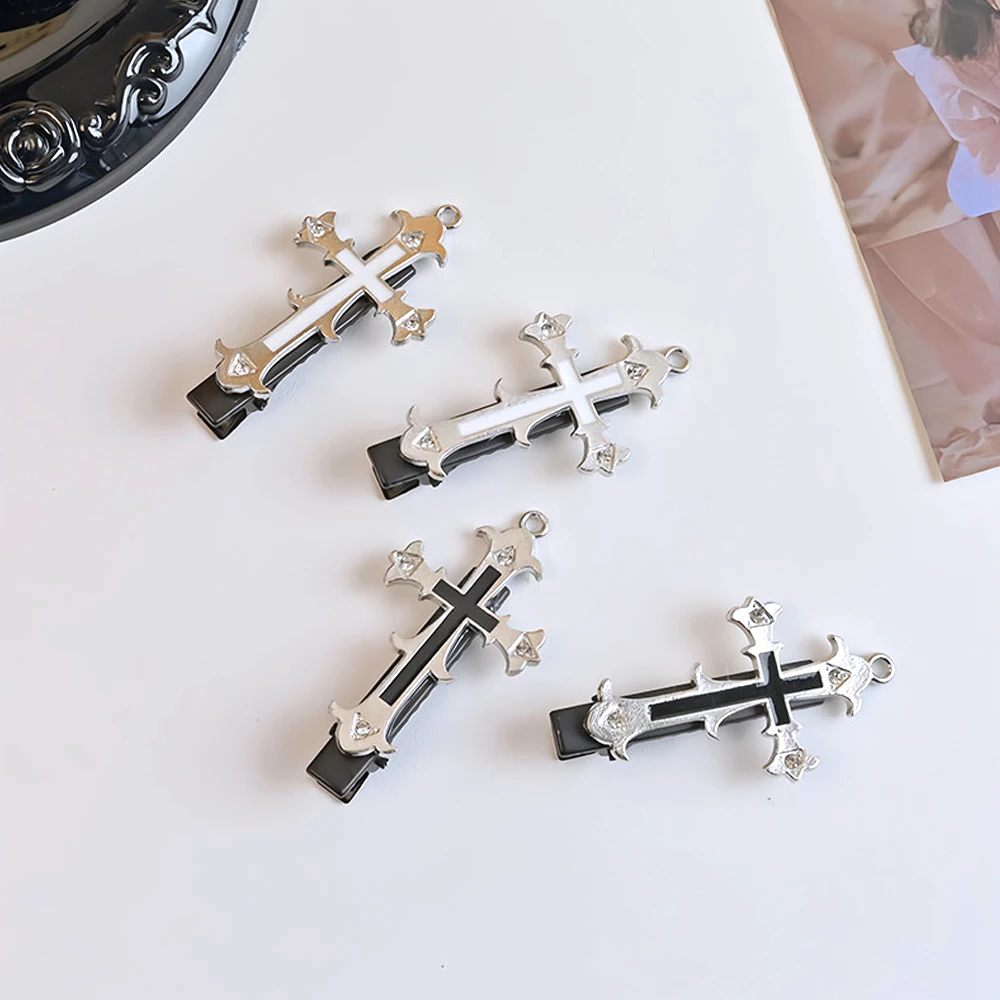 Pasadores cruzados de estilos Punk para mujer y niña, pinzas para el pelo de pico de pato de Metal de Color negro, horquilla gótica, sombrerería de fiesta, regalo