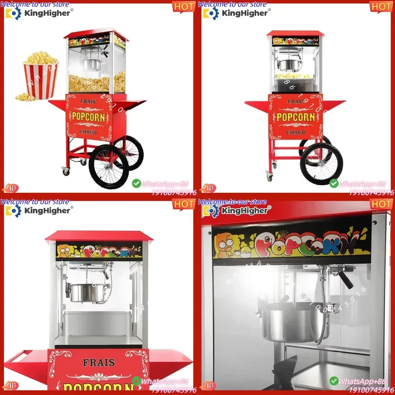 2026 Commercial Electric Popcorn Machine With Cart Retro Automatic Popcorn Maker Machine With Wheels for Party CE Certified