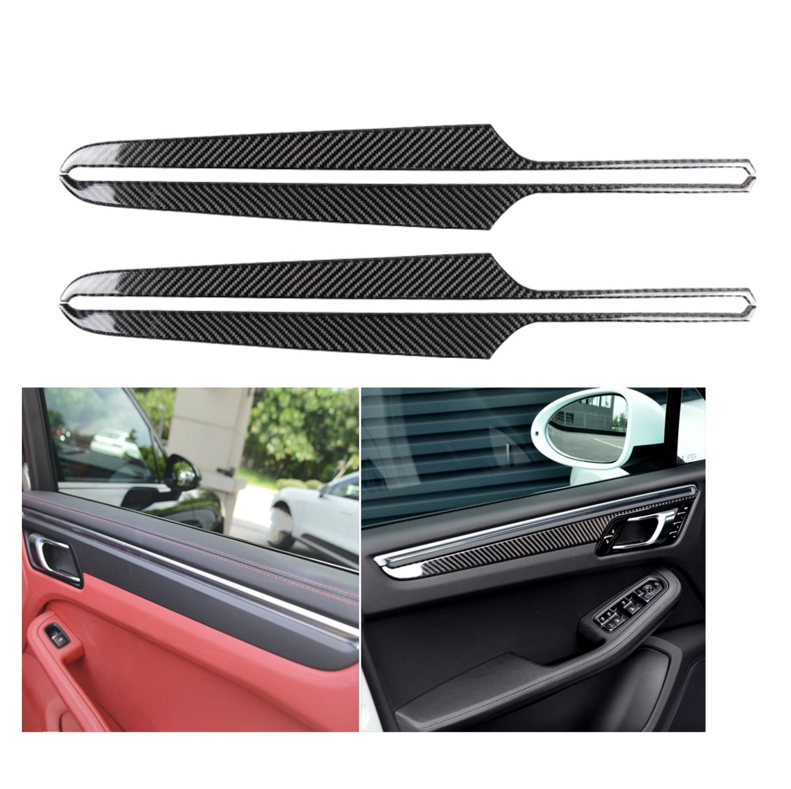 

for Porsche Macan Cayenne 2014-2021 Carbon Fiber Car Door Inside Panel Decal Decorate Cover Trim Car Inner Accessories Soft