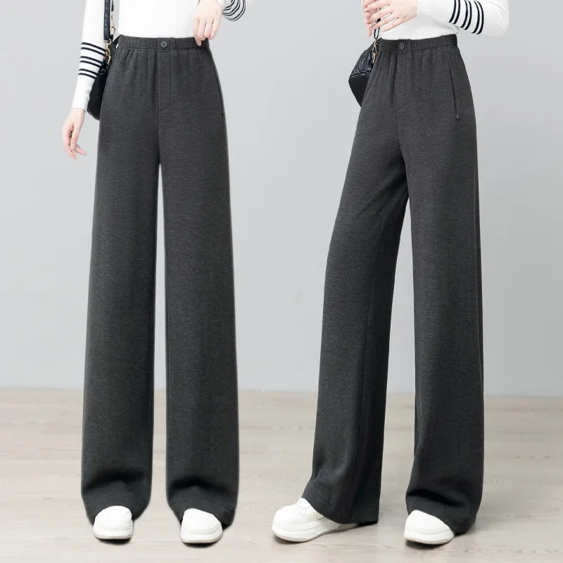 

Acetate Wool Loose Straight Pants for Women Soft Skin-Friendly Slimming Casual Pants