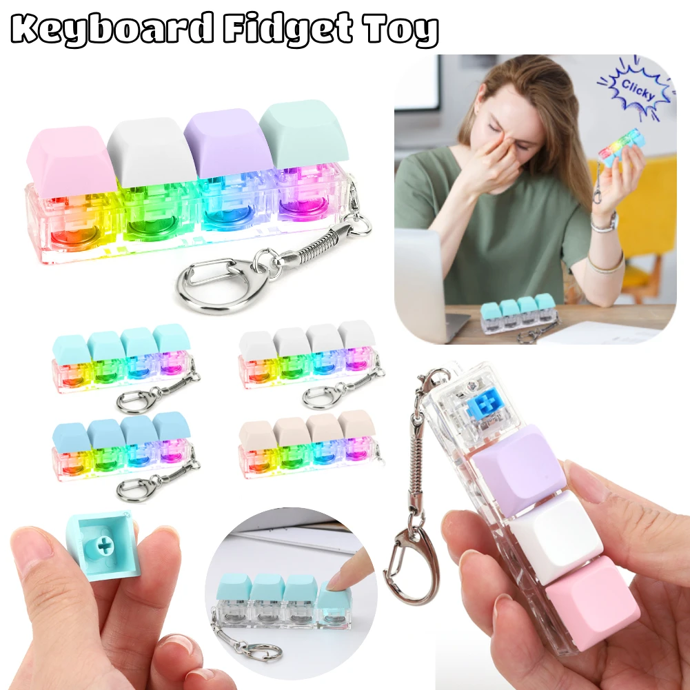 

Кнопка-брелок для ключей, игрушки, 4 клавиши, механическая клавиатура, тестер оси, сделай сам, колпачки для ключей, офисная игрушка для снятия стресса, подарки для взрослых и детей
