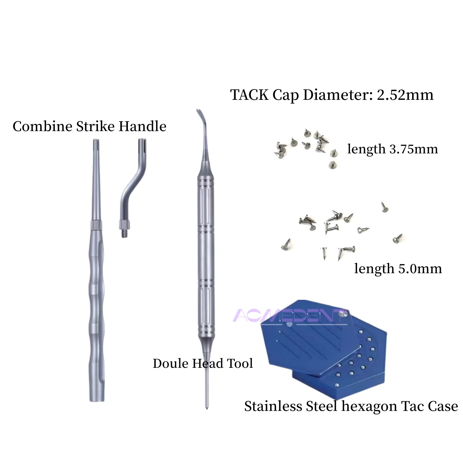 

Dental GBR Bone Tack Pins Strike Handle Guided Membrane Regeneration Tacks Case