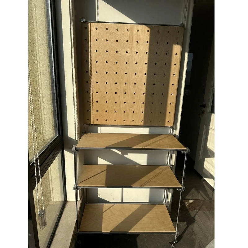 رف ثقب العمود البصري رف عرض منزلي من الفولاذ المقاوم للصدأ رف عرض بسيط لوحة المحيط رف عرض مزخرف #4