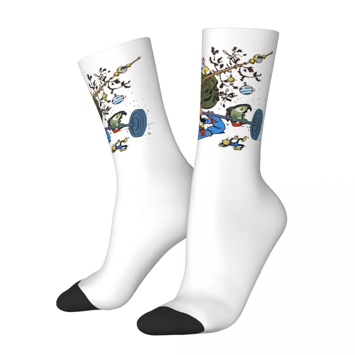 Gaston Lagaffe With Dead Christmas Tree Gomer Goof Socks Men's Women's Funny Happy Socks Spring Summer Autumn Winter Socks Gifts