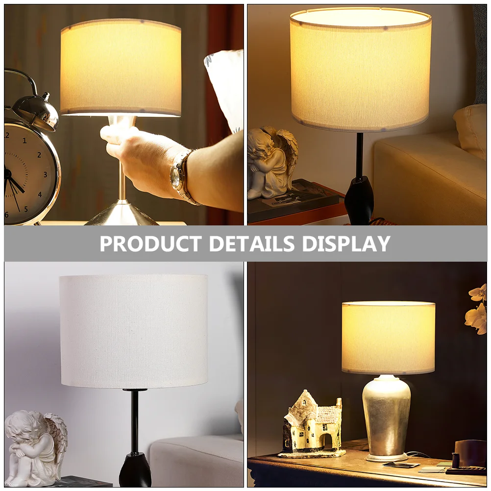 2 Pcs Linen Lampshade Drum Shades Cloth Unique Rectangle Light Bulbs Detachable Lampshades for Table Floor