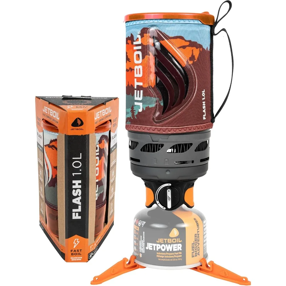 

Flash 1.0L Portable Fast Boil Stove for Camping and Backpacking with 1-Step Auto Ignition, New for 2025 Propane/Isobutane Burner