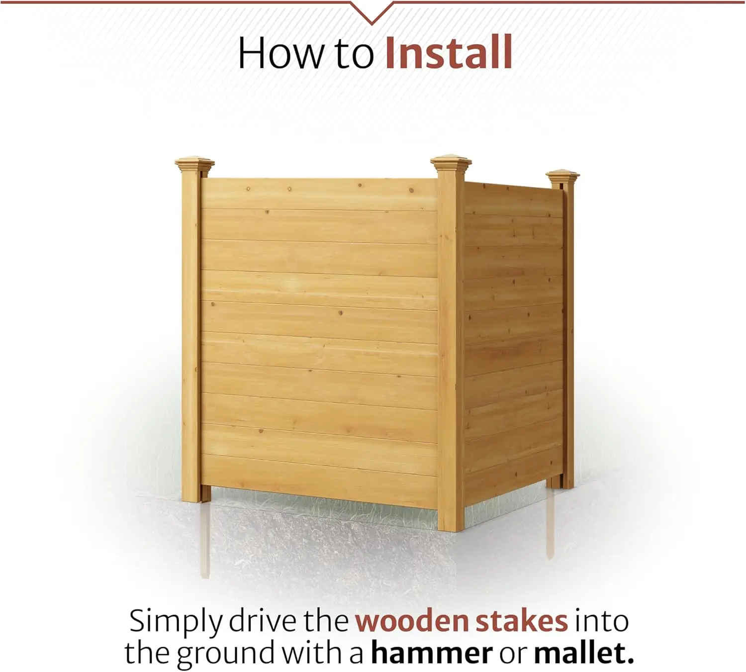 شاشة خصوصية خشبية ممتازة بطول 4 أقدام ارتفاع × 4 أقدام عرض (لوحتين) بدون حفر، جدار مثالي للخصوصية في الهواء الطلق، حاوية معدات حمام السباحة، #4