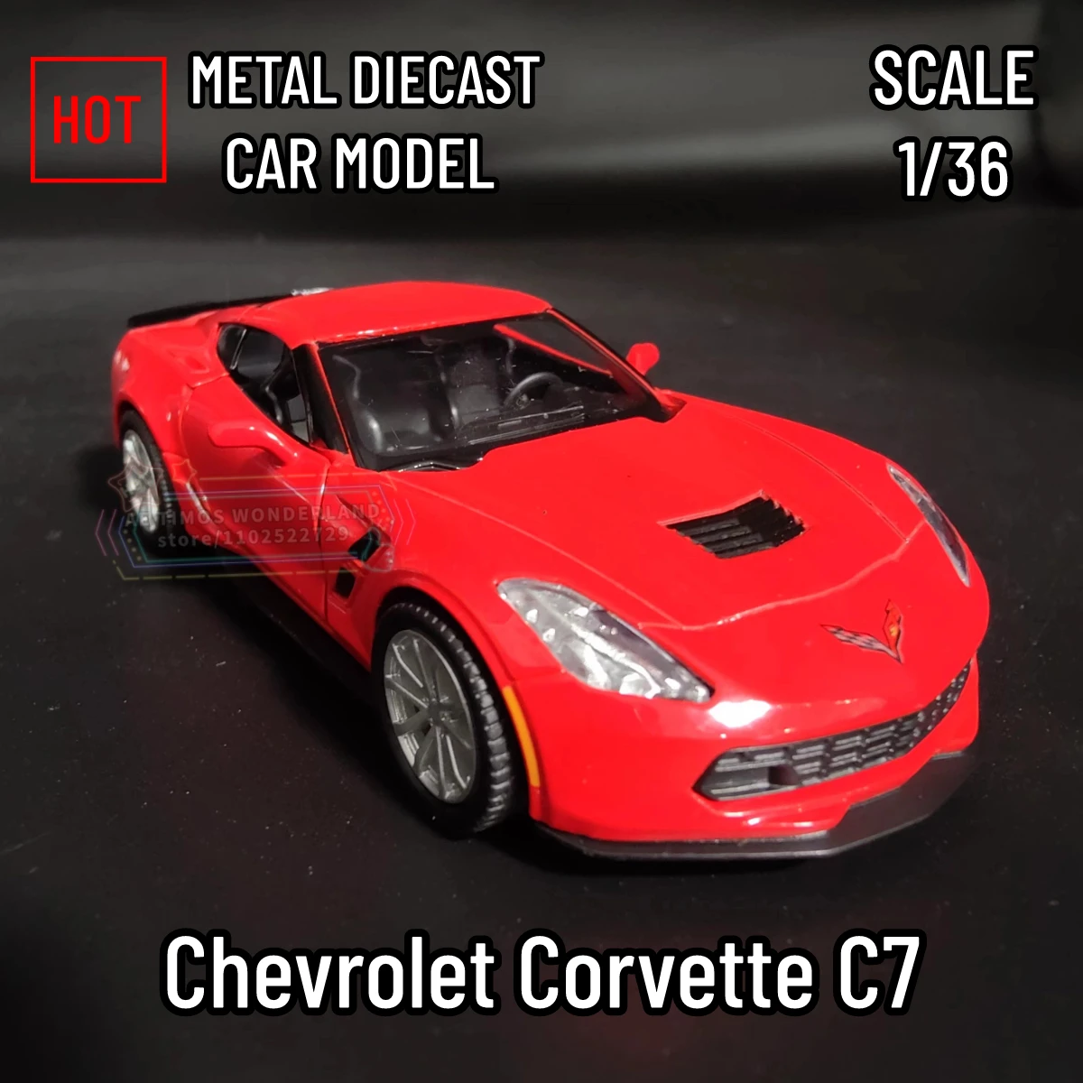 Chevrolet Corvette C7 Replica 1:36 Scale Car Model Miniature Art Figure Metal Diecast Vehicle Home Office Decorative Ornament