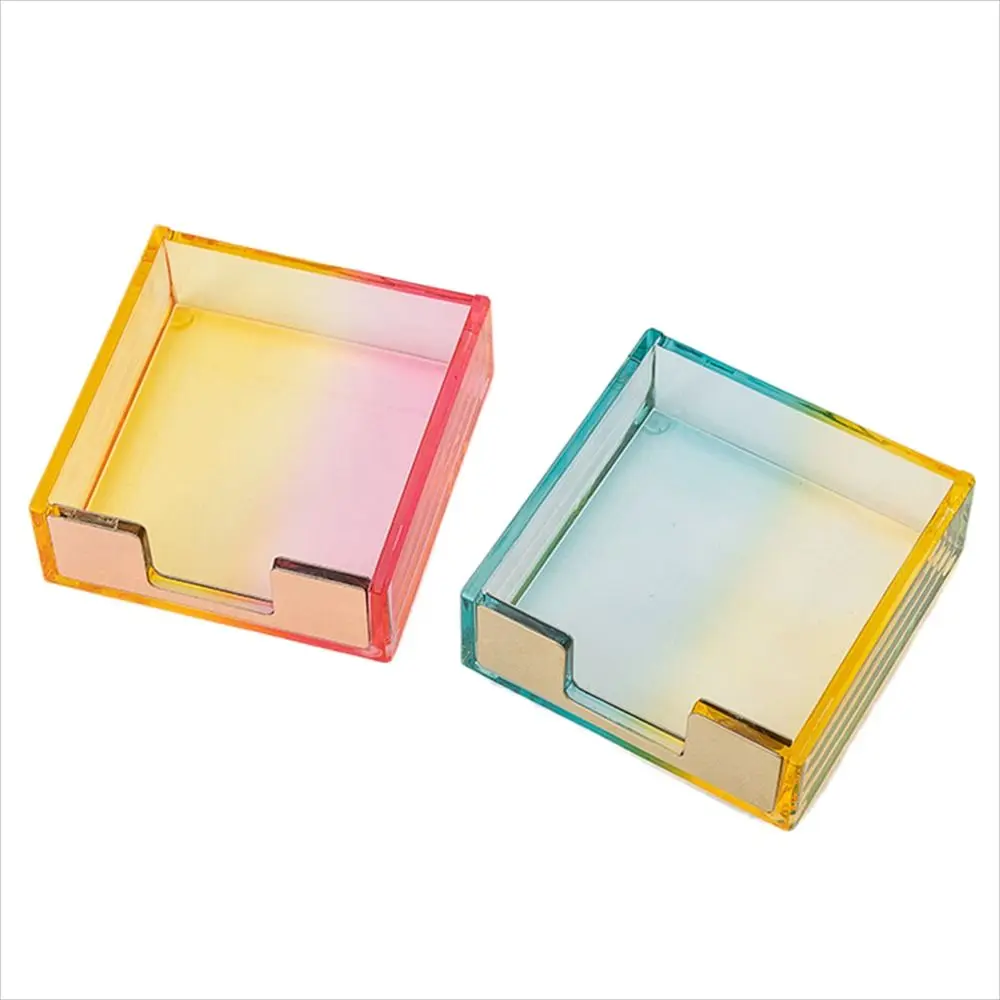 Imagem -03 - Clear Sticky Notes Box Transparente Acrílico Notepads Organizador Cubo Memo Pad Titular Material de Escritório Home Decor Sheets