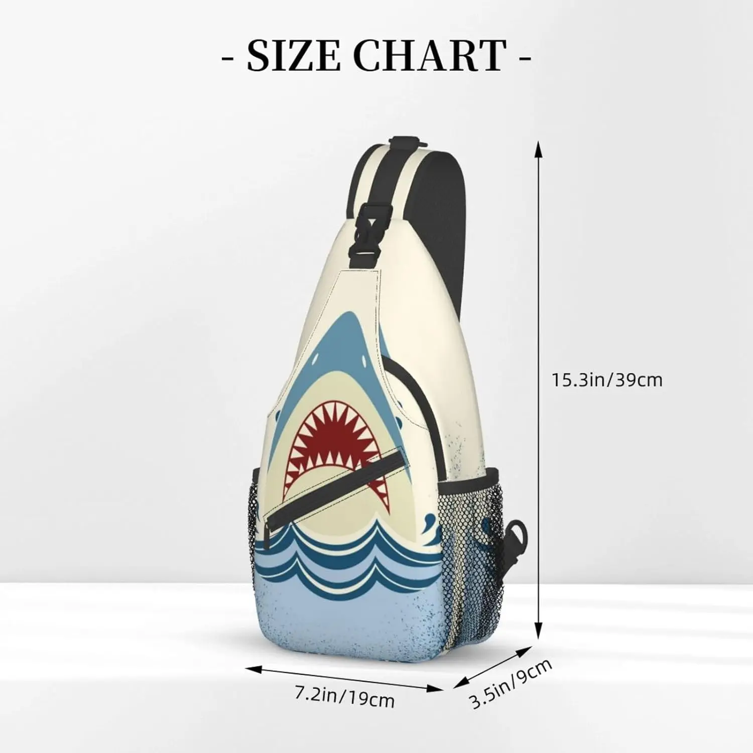 Shark Sling Backpack Chest Bag Crossbody Shoulder Bag Gym Cycling Travel Hiking Daypack For Men Women