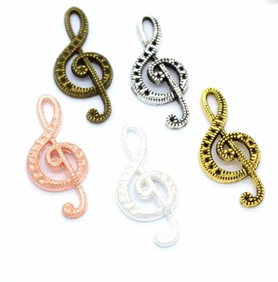 

50pcs Charms Musical Note 22x15mm Tibetan Bronze Silver Color Pendants Antique Jewelry Making DIY Handmade Craft F0191