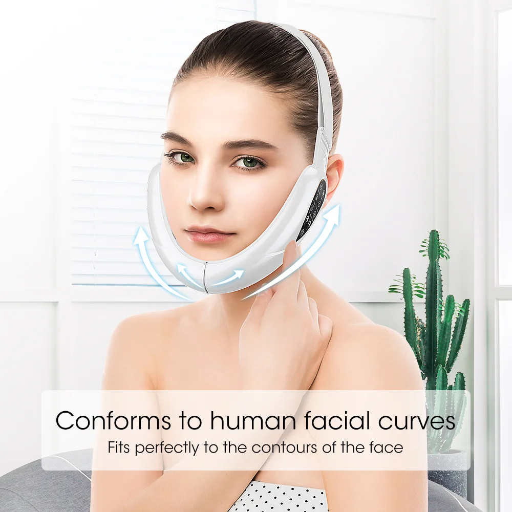 Dispositivo de emagrecimento facial com controle remoto, vibração de micro corrente EMS, V Face Instrument, aparelho de beleza facial USB, 15 velocidades