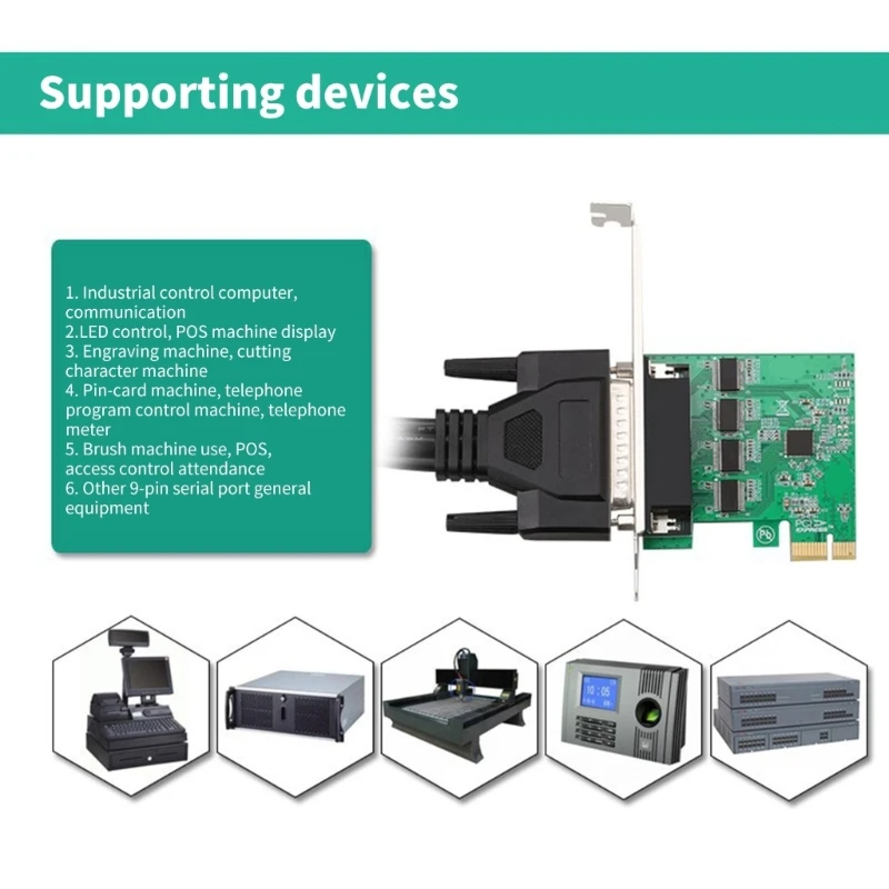 Multiports PCIE 1x to RS232 Serial Card 2/4 Port for Industrial Control and Communication Devices