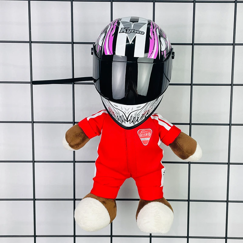 

Motorcycle pendantHelmet model Plush doll bear Car trunk decoration pendant Collection of memorial toy helmets