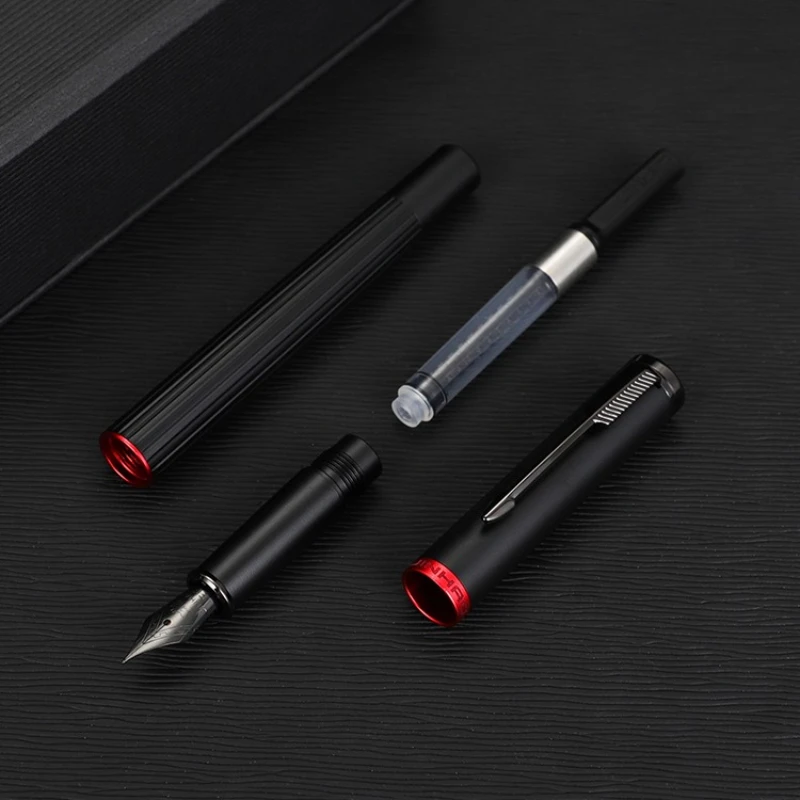 Imagem -03 - Jinhao-caneta-tinteiro de Metal para Escrever Canetas de Luxo High-end Nib ef f Material Escolar e de Escritório Papelaria Preto e Vermelho 88a pk 9019