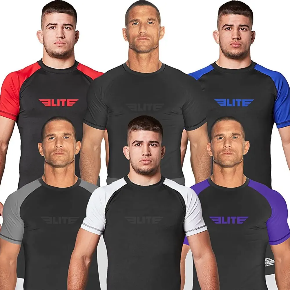 

New Men T Shirt MMA Rashguard Short Sleeve Boxing Muay Thai Kickboxing Jersey Gym Fighting Training Jiu Jitsu Rash Guard Clothes