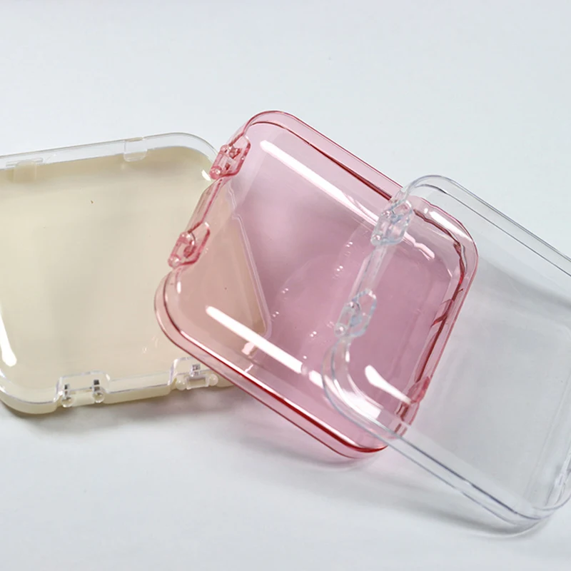 Square Nail Storage Box Portable Transparent Container Jewelry Earring Rings Bracelet Badge Nail Packaging Case