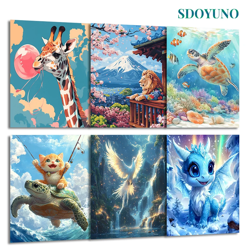 

SDOYUNO Painting By Numbers Draw For Adults Animals Coloring By Numbers Picture Frame Oil Drawing On Canvas Paint Kit Watercolor