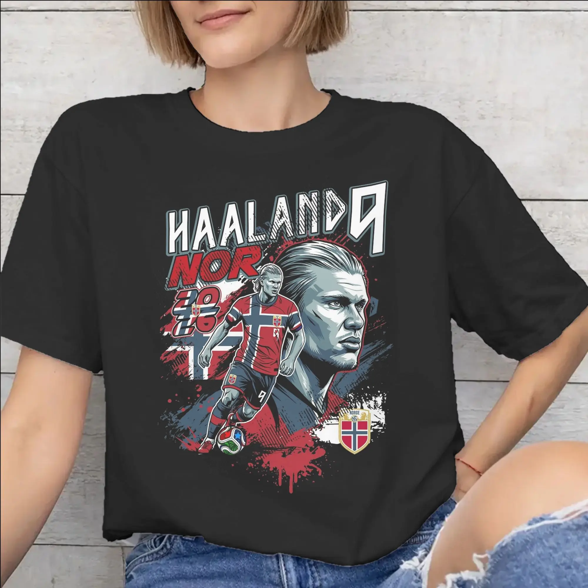 Футболка Haalands для мужчин и женщин, подарочные футболки, хлопковая одежда с футбольной символикой