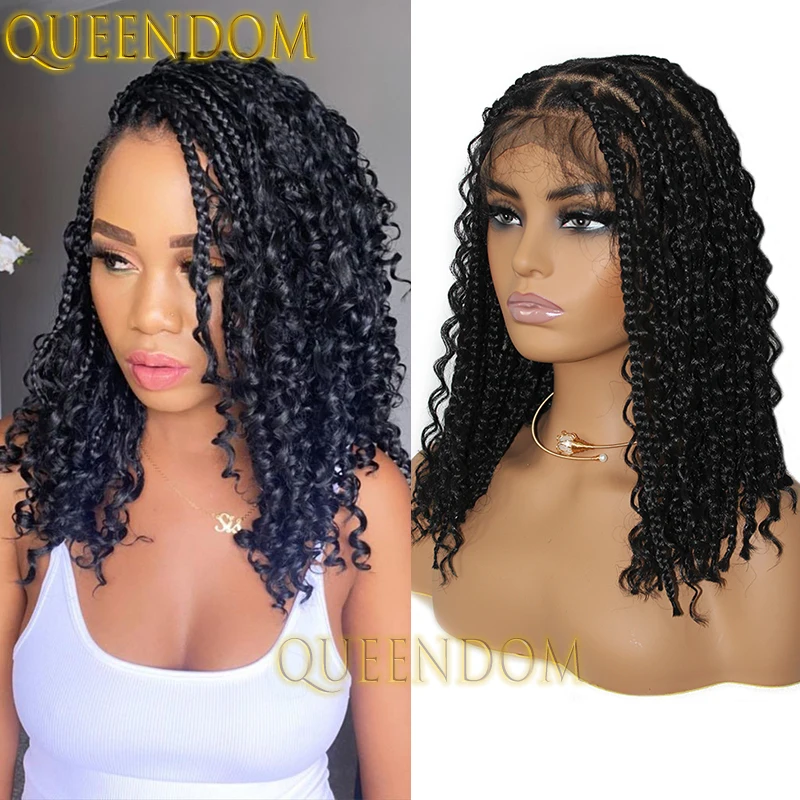 Synthetic 12 Inch Bohemia Braid Wig Full Lace Short Dreadlock Cornrow Plaits Braids Wig Knotless Box Braided Wig For Black Women