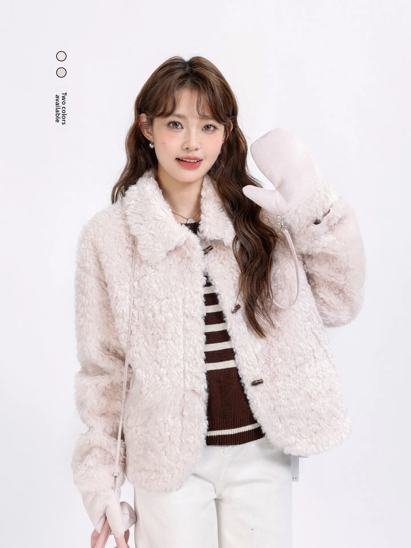 

Winter 2025 Women's ort Coat Unique Cute Warm Lamb Fur Collar Flip Collar Thiened Stand Edition Korean Sle Warmth