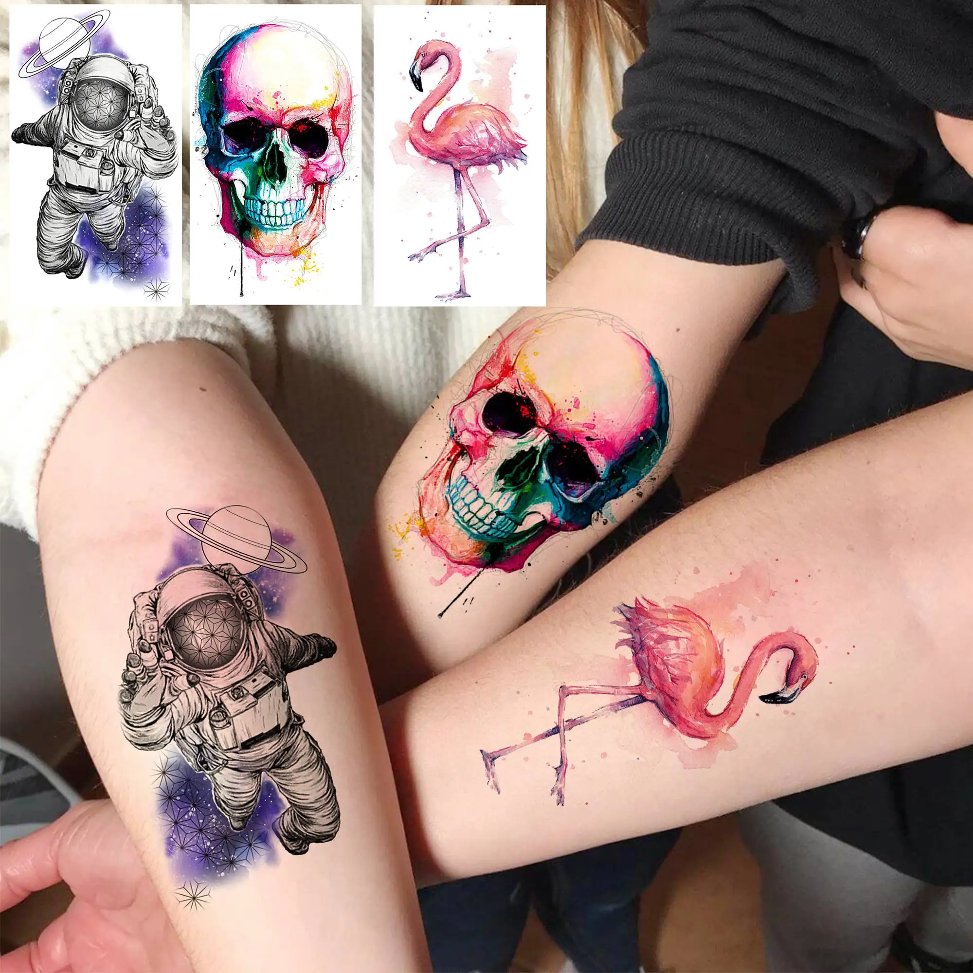 15 Sheets Watercolor Animals Temporary Tattoos For Women Men Adults Arm Neck, 3D Waterproof Fake Lion Wolf Tiger Tattoo Sticker