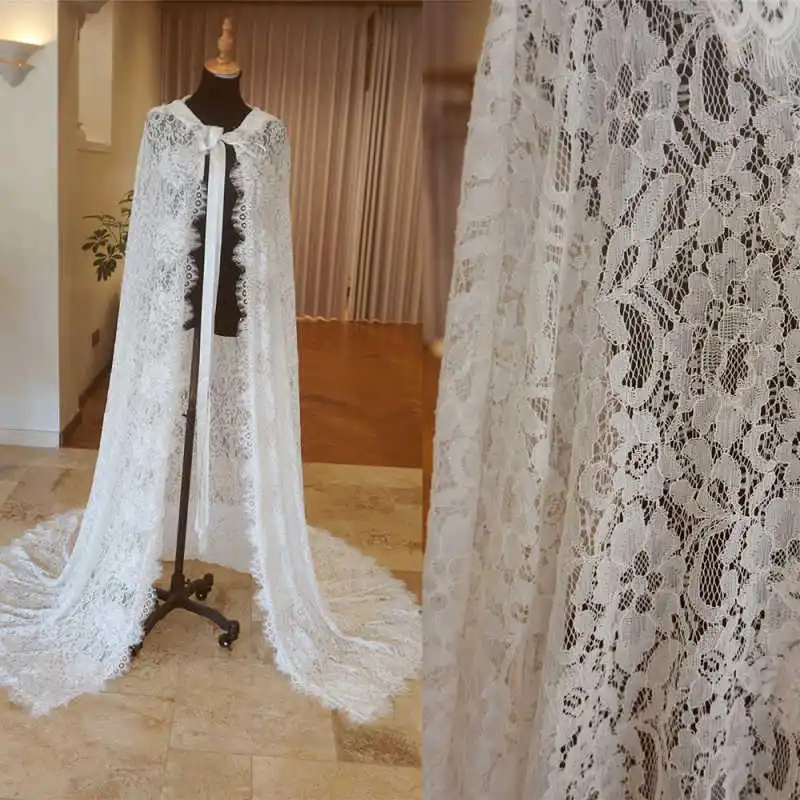 

Simple Lace Hooded Wedding Cape Sleeveless Women Bridal Cloak Long Shawl Jacket Bride Accessories Customized