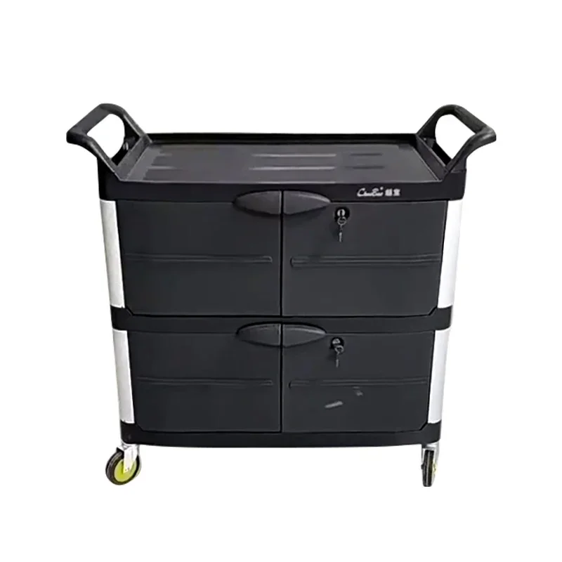 Commercial Heavy  Trolley with Cabinet 3 Layers Restaurant Hotel Cleaning Trolley Cart Catering Storage Cart Food Cart