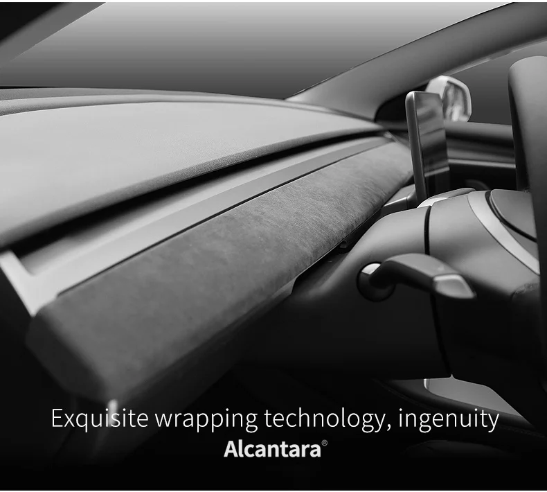 テスラモデル3用装飾ダッシュボード,インテリアトリム,スエードパネル