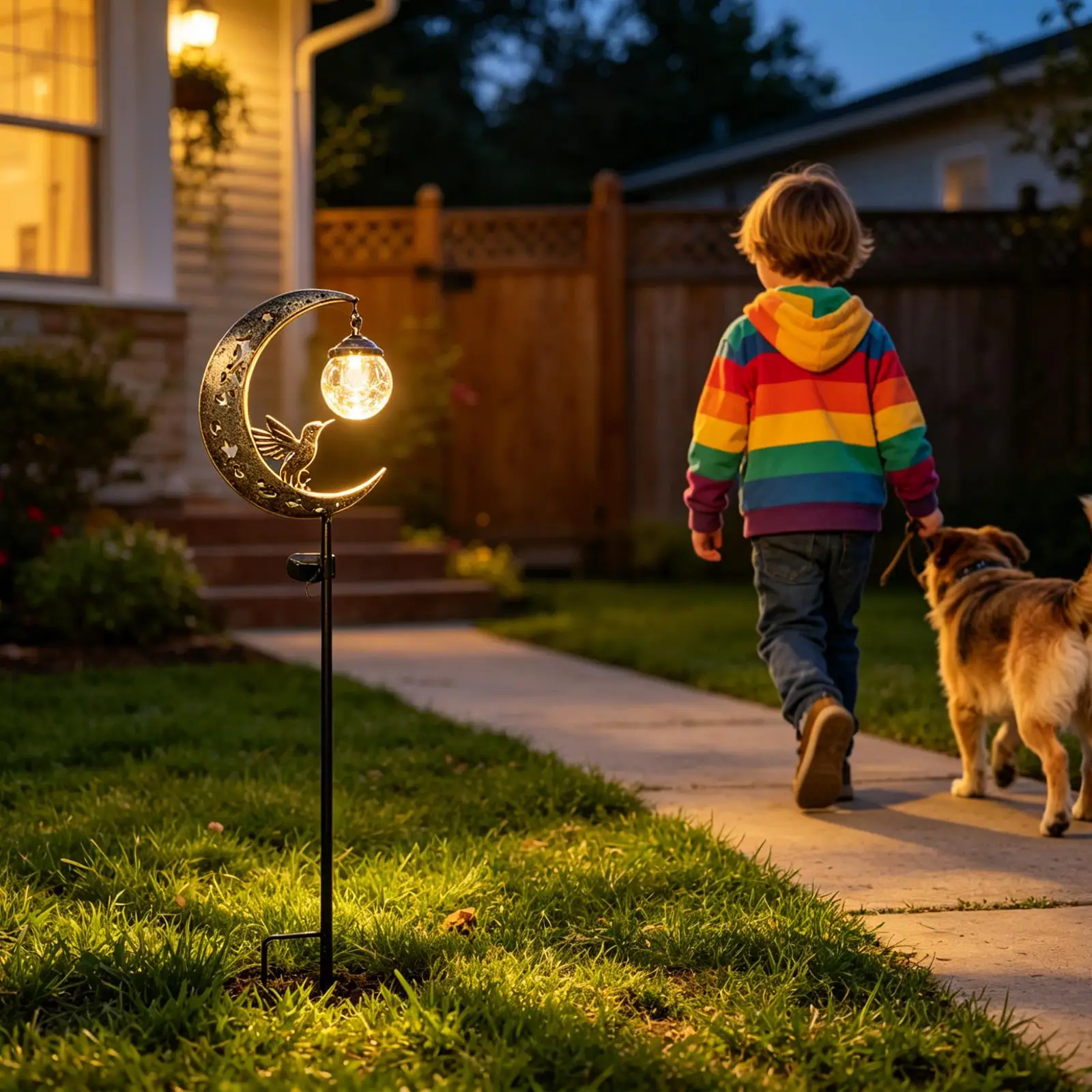 

Solar Stake Lights Outdoor Moon Hummingbird Statues Path Lamps Solar Lights Outdoor Figurines For Yard Patio Outside Lawn Porch