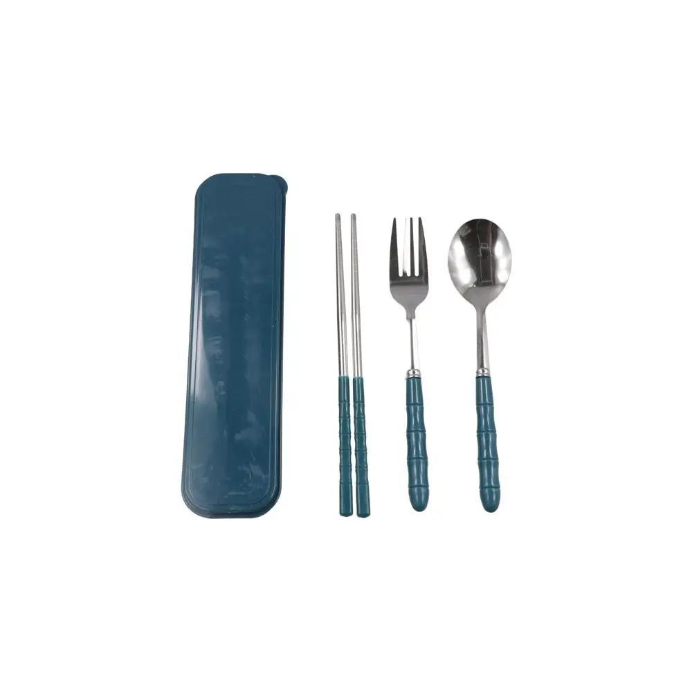 

with Box Stainless Steel Camping Utensils Set Reusable Chopsticks Travel Cutlery Tableware 3-in-1 Camping Spoon Fork Daily Use
