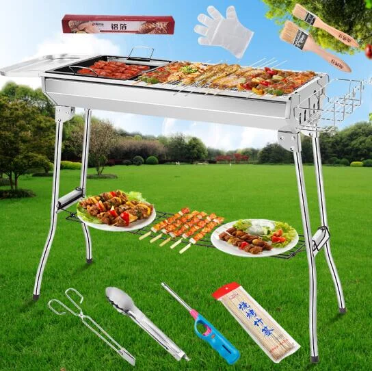 shangkaijia baked stainless steel grill outdoor portable charcoal  barbecue grill fried oven grill box