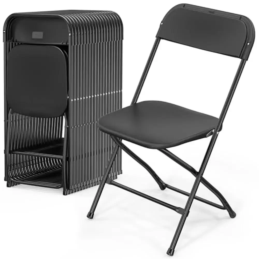 20 Pack Portable Black Folding Chair Stackable Steel Frame 350lb Capacity Commercial Seat Event