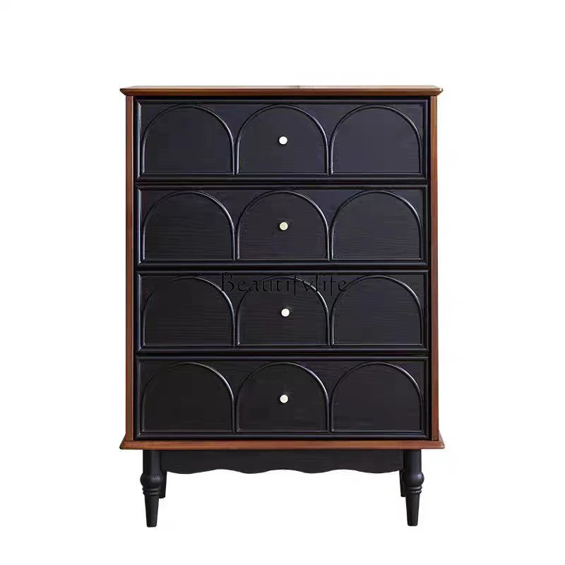 

*American retro solid wood chest, bedroom, bedside storage, TV cabinet integrated