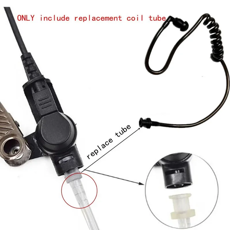 Imagem -05 - Substituição Fbi Acoustic Coil Air Tube Preto Fones de Ouvido Motorola Baofeng Talkie Walkie Talkie Microfone Fone de Ouvido Pcs Lot