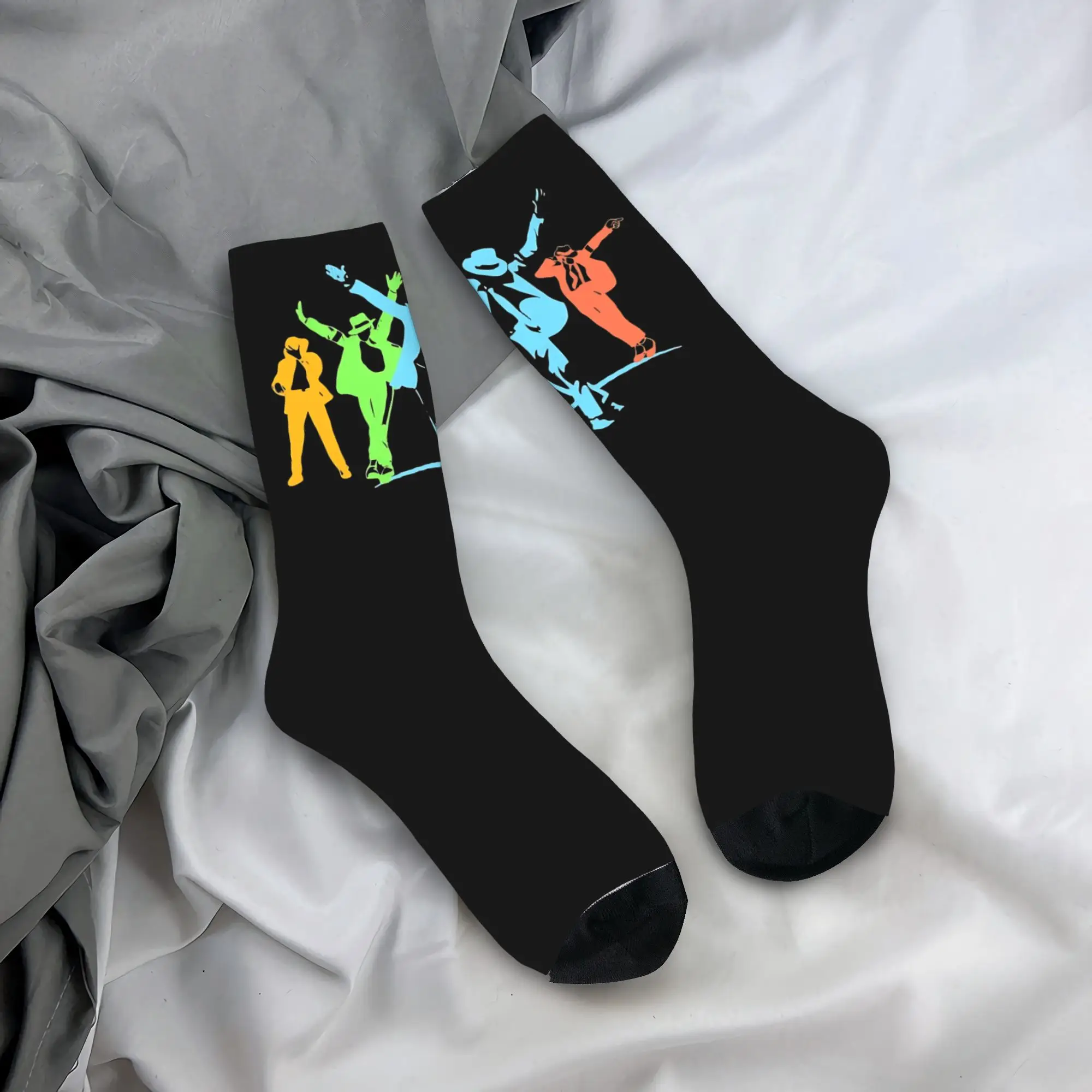 

Autumn Winter Cool Men's Women's Neon Art MJ Socks Breathable Crew Socks,