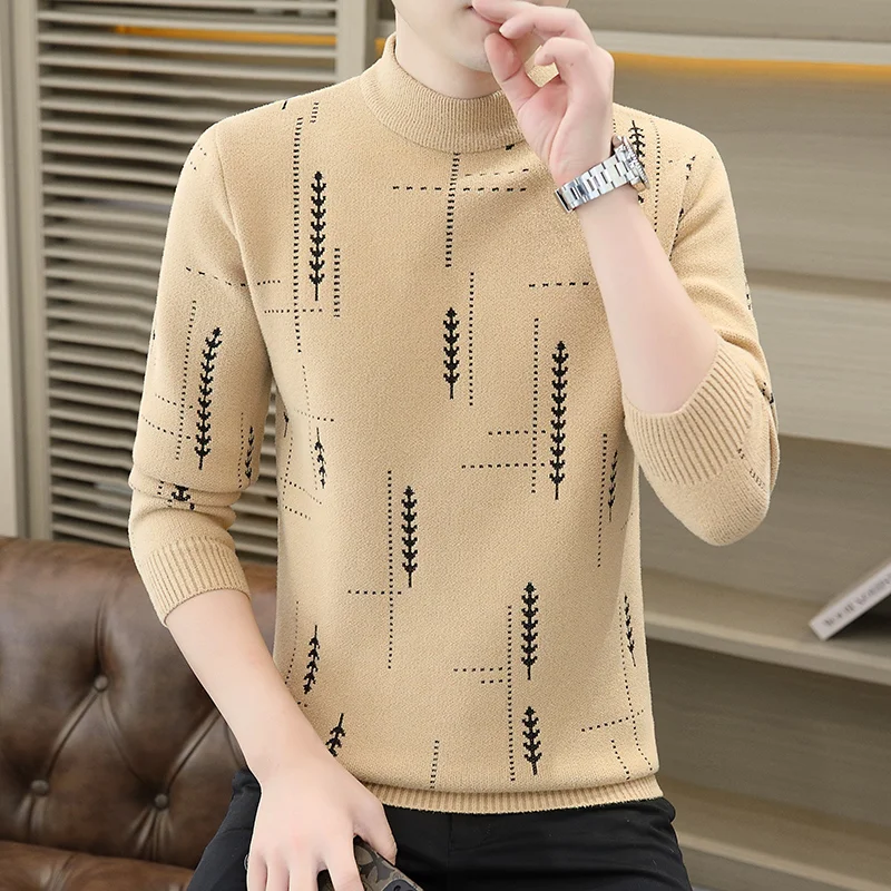 

Autumn and Winter Sweaters for Men's Half Turtleneck Casual Trendy Inner Layer Base Knit Thickened Warm Winter Clothing
