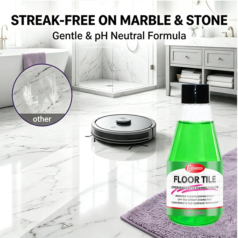 New Green bottle cleaning concentrate, removes tile scale and floor stains, restores luster, mild formula, safe for all floors