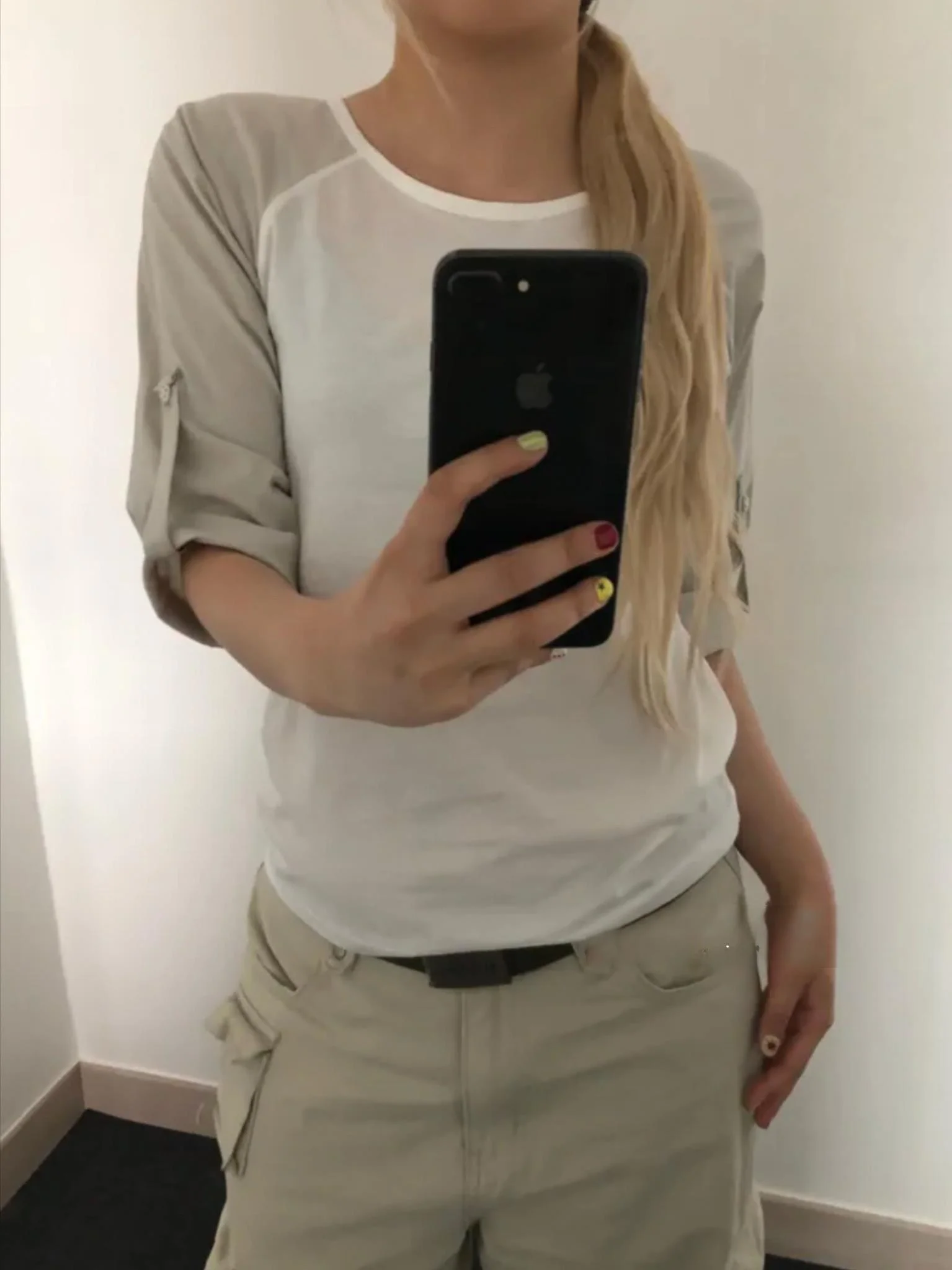 2026 New Korean Style Color Block Casual Slim Fit Women's T-Shirt Short Sleeve Button Cuff Seven Points Top for Ladies