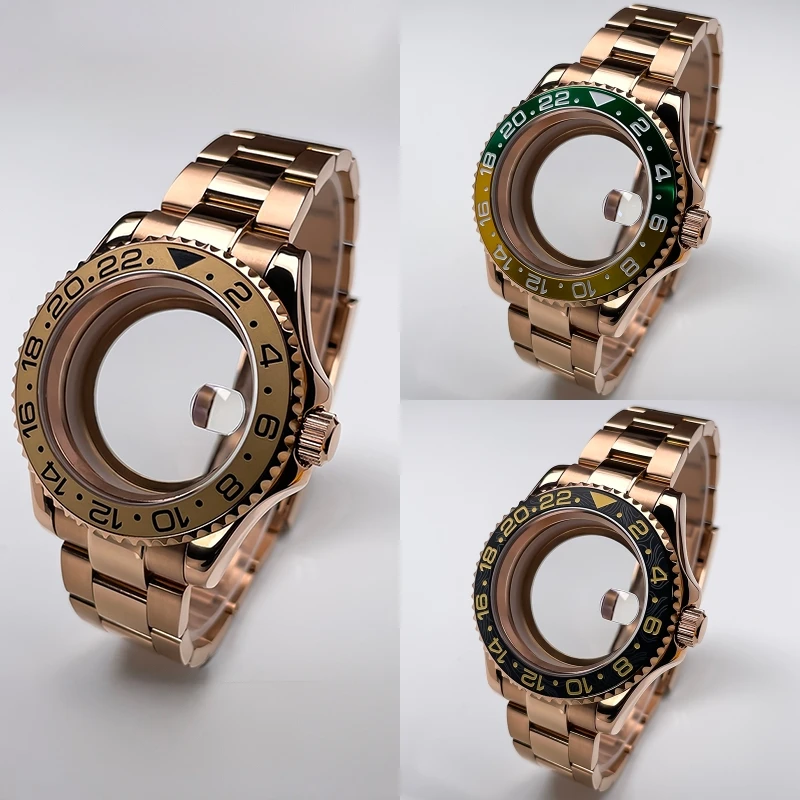 

Корпус NH35 из розового золота, 40 мм, дизайн YM, двусторонний вращающийся безель, циферблат 28,5 мм, стальное сапфировое стекло, корпус часов с механизмом NH35 NH34