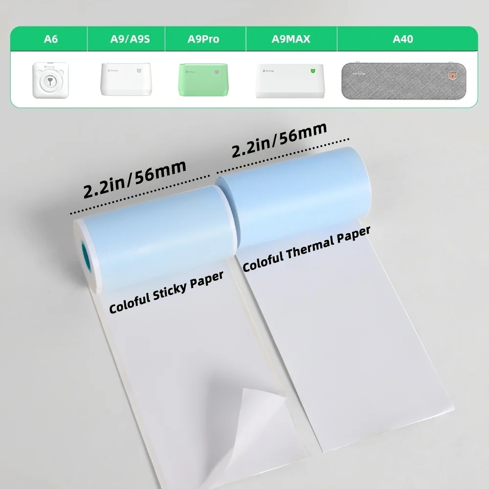 Mini Printer White and Color Thermal Paper/ Sticky Paper Waterproof Oil-proof Scratch-Proof 3 Rolls/ 1 Box 56*30 Mm / 2.2*1.2 In