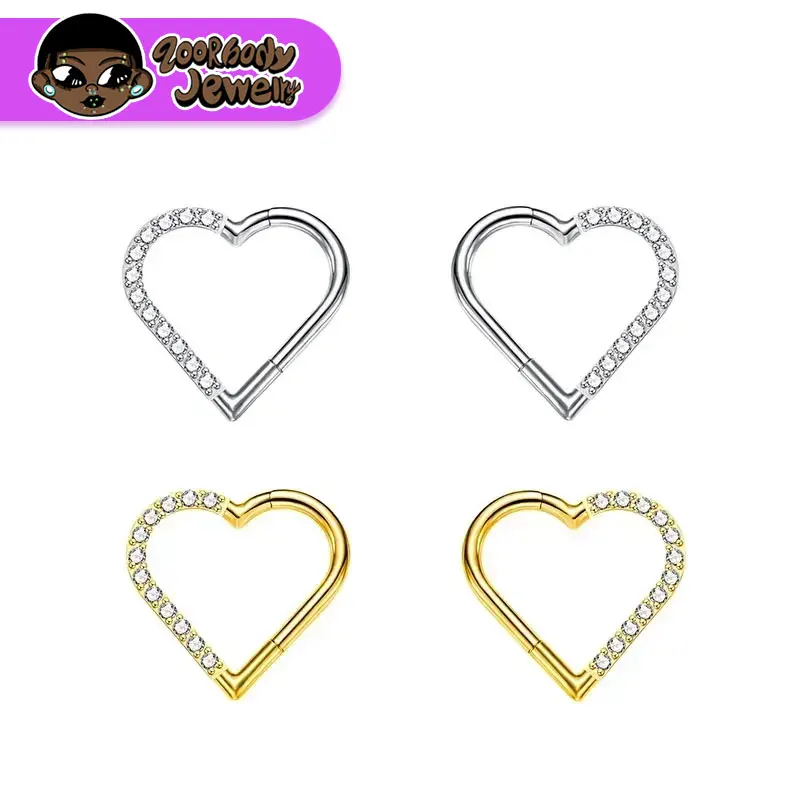 القلب Daith مثقوب الأنف الدائري ASTM F136 زرع الصف الحجاب الحاجز 16 جرام الفرس الزنمة حلق من الجلد مجوهرات للجسم بالجملة