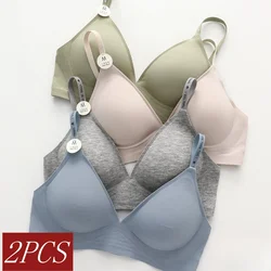 2Pcs/Set Seamless Bras For Women Nonwire Brassiere Comfy Soft Underwear Tops Letter Strap Sexy Lingerie U-shaped Back Bralette